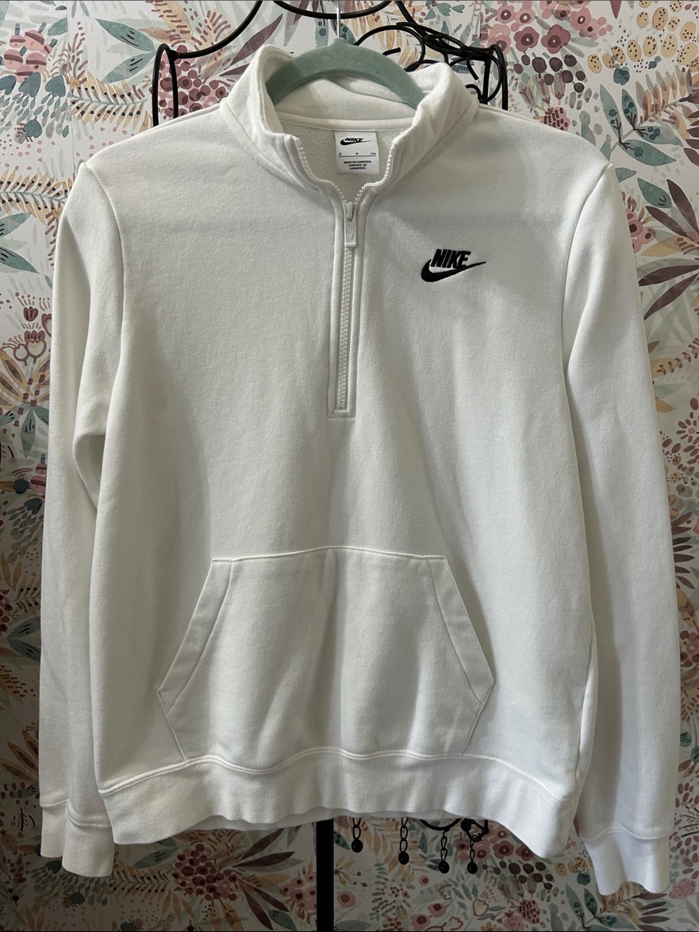 Women's Nike Sportswear Club Fleece Quarter-Zip Sweatshirt White Size Small - Picture 2 of 6